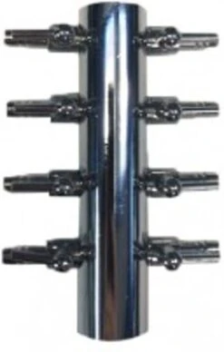 Europond Luchtverdeler Voor 9mm 8 Uitgangen Met Kraan Verchroomd