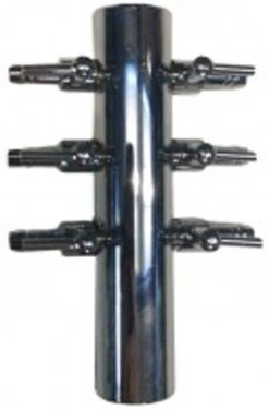 Europond Luchtverdeler Voor 4mm 6 Uitgangen Met Kraan Messing