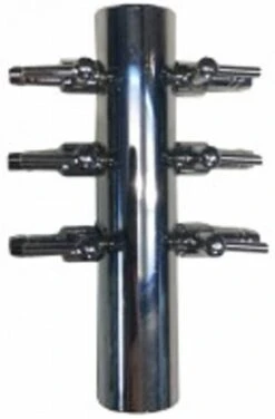 Europond Luchtverdeler Voor 9mm 6 Uitgangen Met Kraan Verchroomd