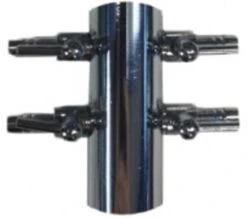 Europond Luchtverdeler Voor 9mm 4 Uitgangen Met Kraan Verchroomd